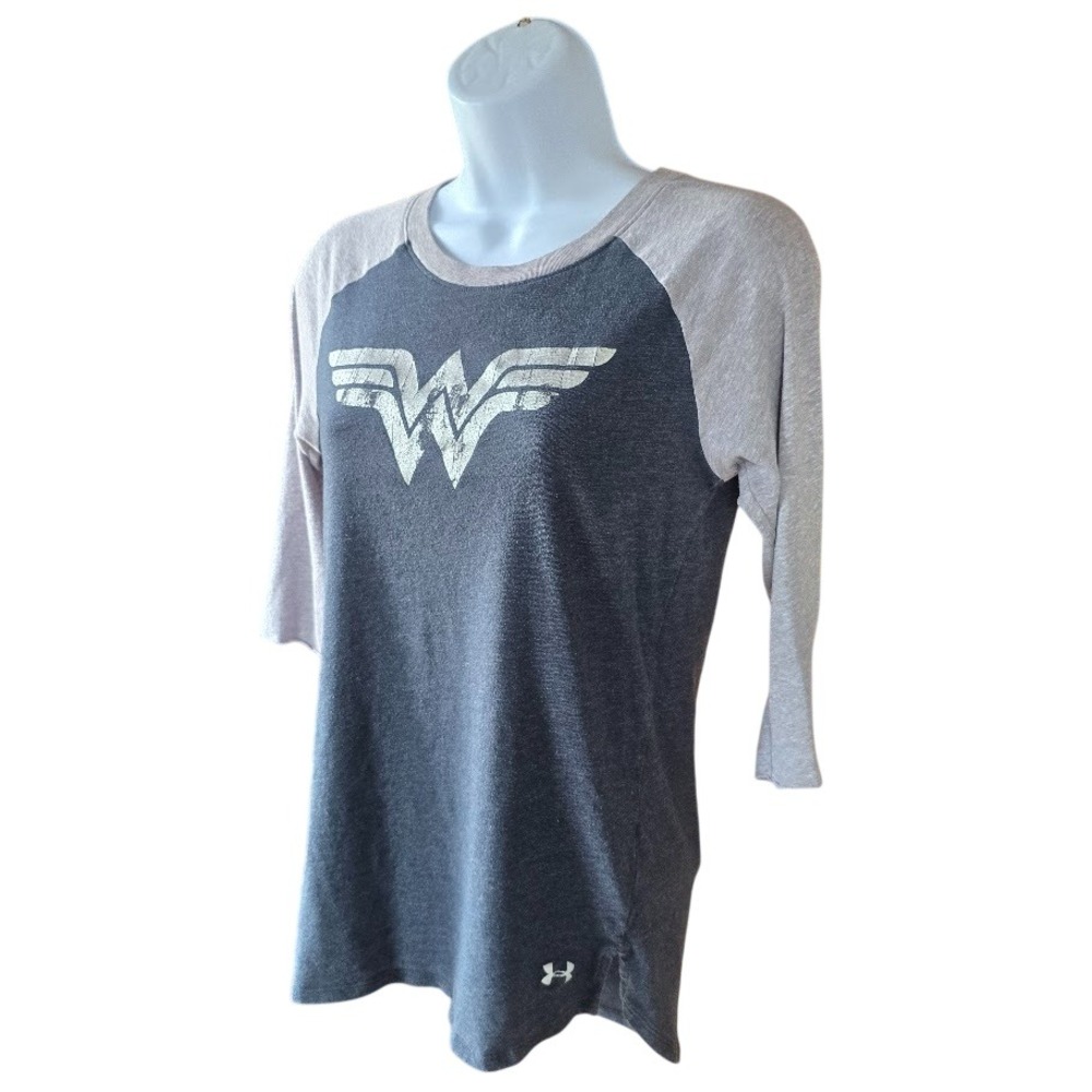 Wonder Woman Under Armour Heat Gear 3/4 Sleeve Raglan Shirt Womens S Athleisure - Picture 2 of 16